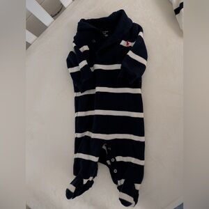 Ralph Lauren Navy and White Striped Baby 3 Month One Piece